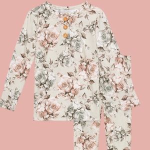 NWT Posh Peanut Two Piece Set long  sleeve Daniella Floral Bamboo 6